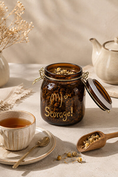 KHAKMA Amber Glass Jar with Locking Lid 1000 ml |   Airtight Silicone Sealed ...