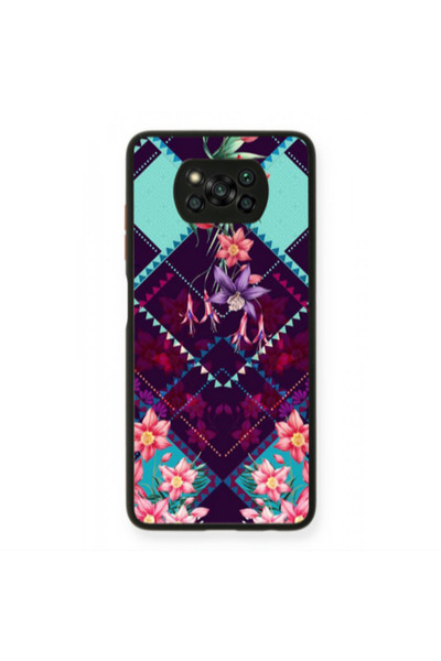 Other Xiaomi Poco X3 /X3 Pro Checkered flowers Black Glossy Θήκη