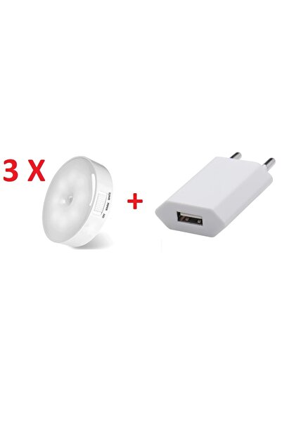 OEM Set 3 x Lampă de veghe LED cu senzor de mișcare + 1 x Încărcător – Reîncă...