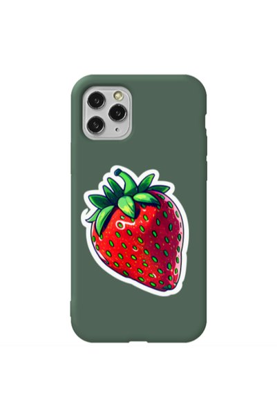 Other Apple iPhone 11 Pro Max strawberry Dark Green Colored Silicone TPU Θήκη