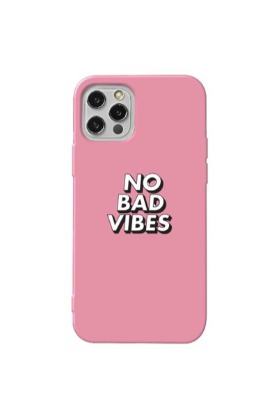 Other Apple iPhone 12 Pro Max No bad vibes Pink Colored Silicone TPU Θήκη