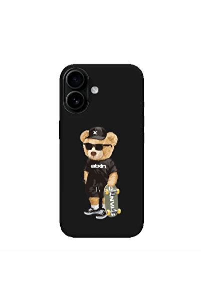 Other Apple Iphone 16 plus Bear with glasses Black Colored Silicone TPU Θήκη