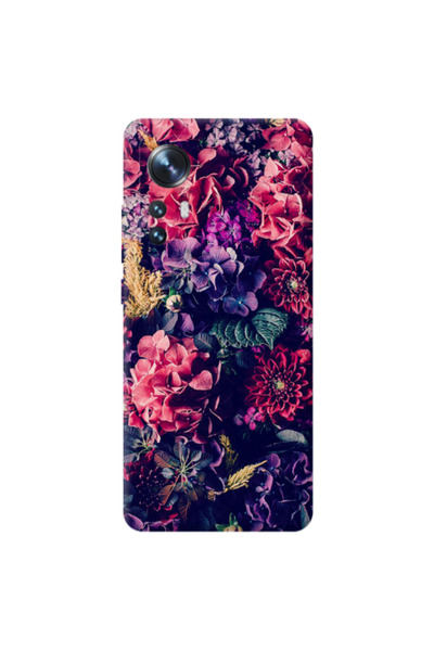 Other Xiaomi Mi 12 Purple and pink flowers Transparent Silicone TPU Θήκη