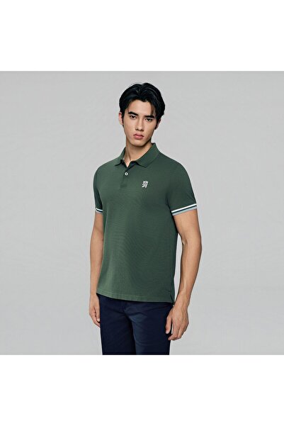 Giordano Men’s Cotton Slim Performance Polo with Small Lion Embroidery