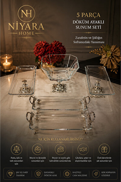 Niyara home 5-Piece Cast Iron Stand-Up Presentation Set the Reflection of Ele...