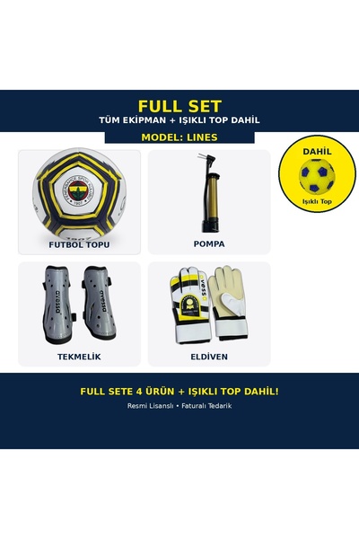 Fenerbahçe Lisanslı Futbol Topu Pompalı Tekmelikli Eldivenli Full Set Işıklı ...