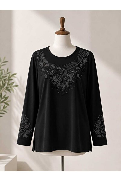 Gündoğan Women's New Season Luxury Stone Embroidered Mother Combed Cotton Blouse
