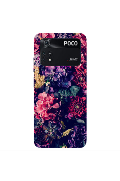 Other Xiaomi Poco M4 Pro 4G Purple and pink flowers Transparent Silicone TPU ...