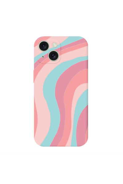 Other Apple iPhone 15 Plus Colored lines Pink Colored Silicone TPU Θήκη