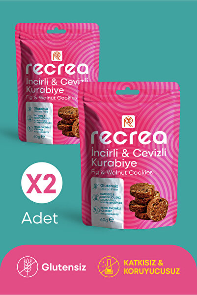 recrea snacks 2 adet Glutensiz İncirli & Cevizli Kurabiye