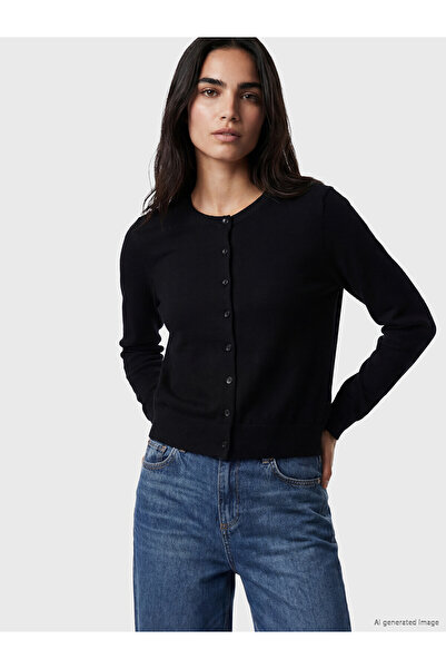 LC Waikiki Lcw Vision Black Knitwear Plain Short Women's Cardigan with Nevavm...