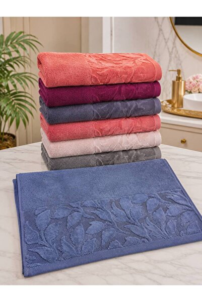 ŞENER HOME 6-Pack Lily Partial Velvet Hand & Face Towels 50X90Cm.