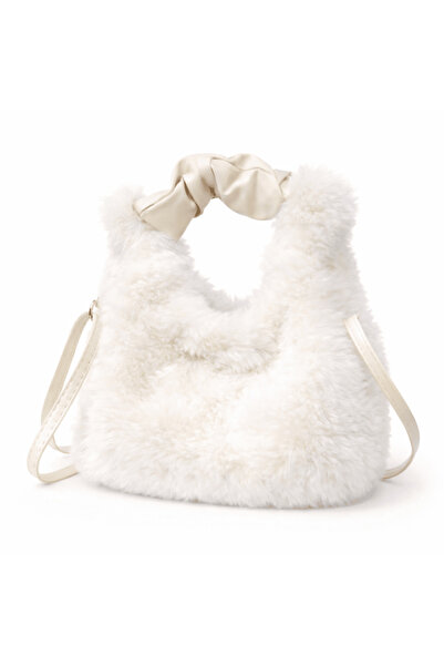 iqraafashion Chic White Faux Fur Crossbody Bag – Luxury Plush Handbag for Women