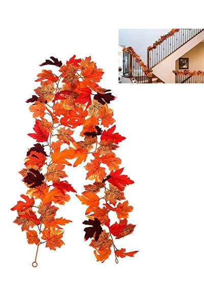 GGEROU Artificial Autumn Maple Leaf Rattan Strings 175cm Festive Leaves Mantl...