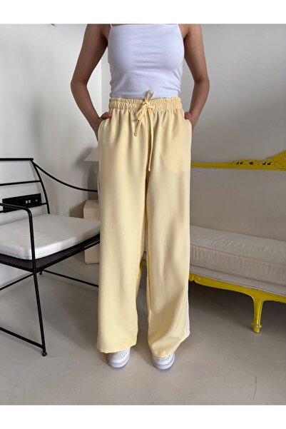 Bade Butik Yellow and White Striped Elastic Waist Pants