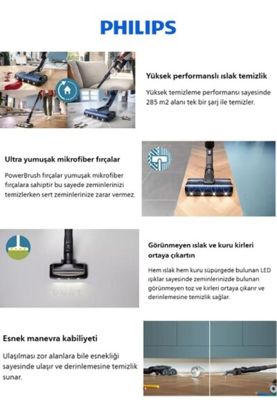 Philips ve Istasyonlu Özellikli Mop Kendini Temizleyen Istasyonlu 9000 Serisi Kablosuz