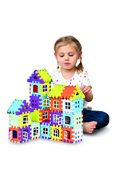 JRK Mini Waffle Eğitici Puzzle Şehir Ev Kurma ve Yaratıcılık 3 Boyutlu Yapı W...