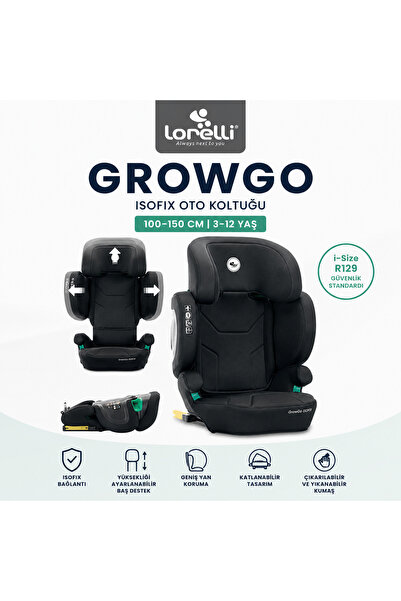 LORELLİ GrowGo i-Size ISOFIX Katlanabilir Oto Koltuğu (100-150 cm | 3-12 Yaş)...