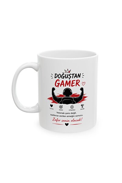 Doğuştan Gamer Porselen Kupa – Oyuncu Temalı Kupa – KF19052620
