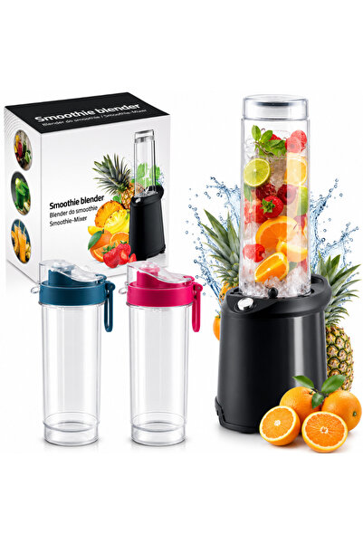 Velixo Blender portabil 700W, 13000 RPM, 2 recipiente de 600ml, Zdrobire ghea...