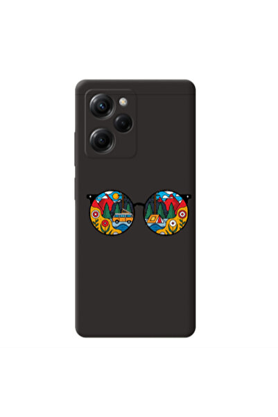 Other Xiaomi Poco X5 Pro Round Glasses Black Colored Silicone TPU Θήκη
