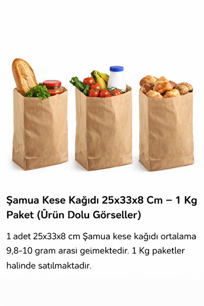 ecenplast 25x33x8 cm Şamua Kese Kağıdı – Kraft Renk, Dayanıklı Ambalaj Poşeti...