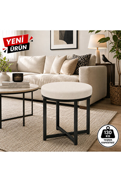 EDMONDA EV AKSESUAR ZİRO TEKLİ PUF TABURE BENCH MAKYAJ SANDALYESİ SİYAH AYAK