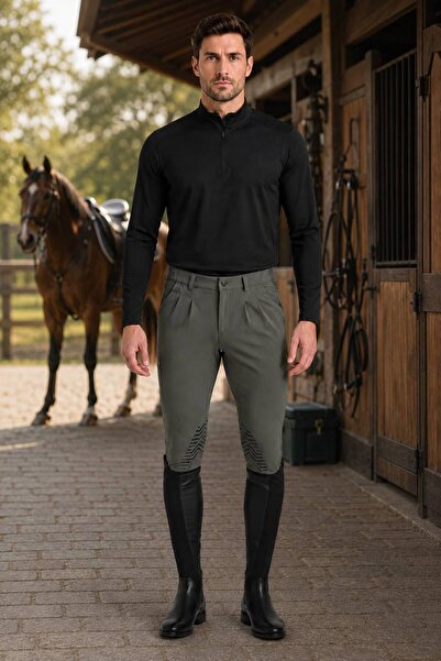 PEUR RIDER SHOP Silikon ve Cep Detaylı Binici Erkek Pantolonu Yeşil