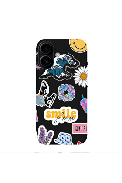 Other Apple Iphone 16 plus Smile Moon Black Colored Silicone TPU Θήκη