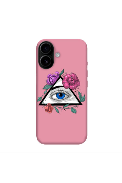 Other Apple Iphone 16 plus Eye and flower Pink Colored Silicone TPU Θήκη