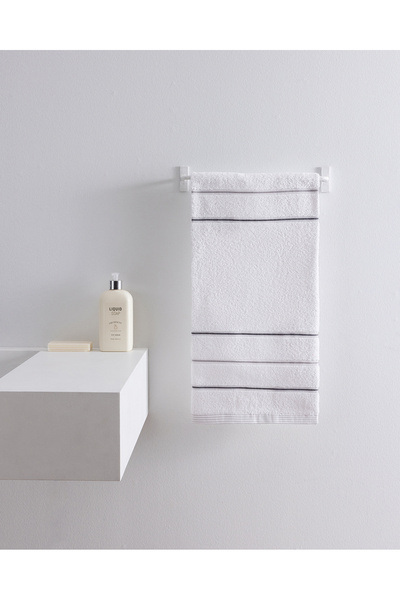 Madame Coco Bourrache Cotton Face Towel - White/Grey - 50X70 cm