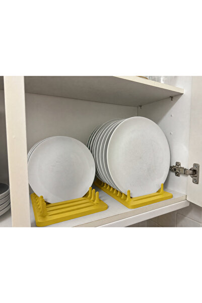 MYE TEKNOLOJİ 8 Plate Holder Kitchen Cabinet Plate Organizer, Plate Rack Stan...