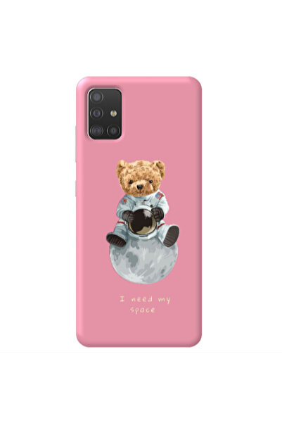 Other Samsung A51 Bear in space Pink Colored Silicone TPU Θήκη