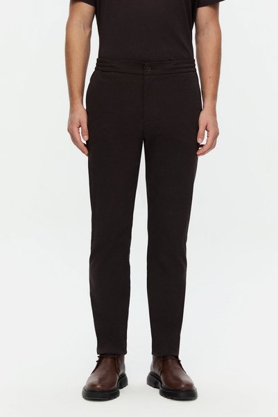 Damat Comfort Fit Kahverengi Düz Jogger Pantolon