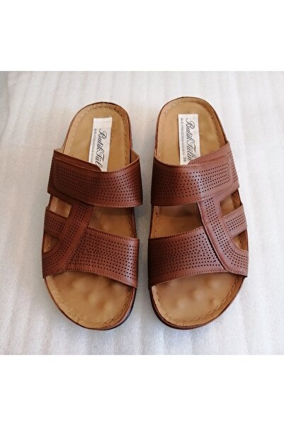 Butik Tülin Men's Genuine Cowhide Leather Tan Tiny Dot Printed Velcro Tape So...