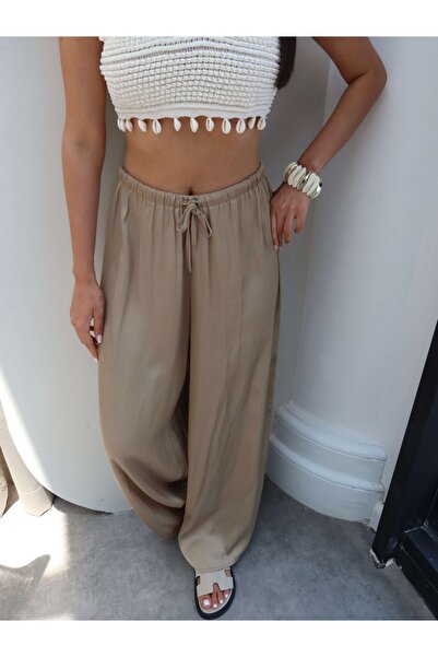 ESRAHELVACI Satin Lace-Up Casual Trousers