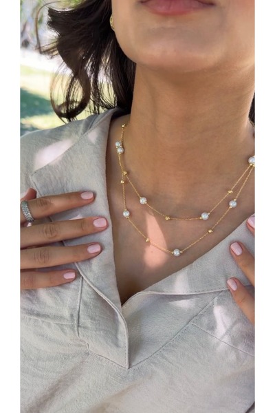 yare jewelry gümüş ikili inci kolye