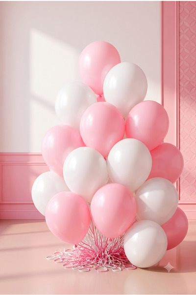 FESTİVALOON Pembe Beyaz Balon Seti 20’li 11 İnç Baby Shower Doğum Günü Parti ...