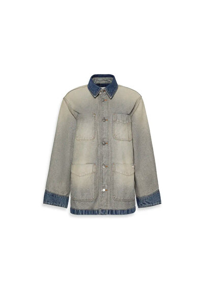 Calvin Klein CHORE JACKET INSIDE, YYD Gri Kadın Ceket