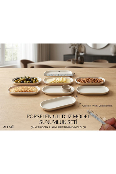 Generic Brand Set of 6 Porcelain Oval Serving Bowls - 17X8 cm Breakfast and S...