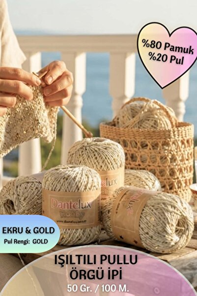 Dantelux Sparkling Sequin Knitting Yarn (80% Cotton - 20% Metallic Sequins) 5...