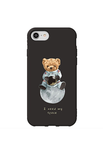 Other Apple iPhone SE 2020 Bear in space Black Colored Silicone TPU Θήκη