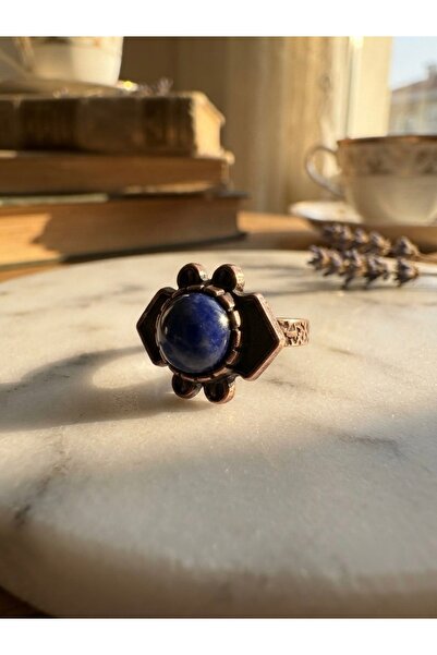 Meneva Aksesuar Dark Blue Colored Lapis Lazuli Natural Stone Adjustable Authe...