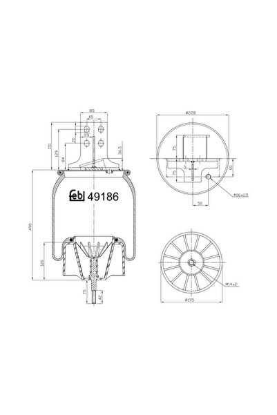 FEBI BILSTEIN Perna de Aer Spate (diametru: 195/228mm) Iveco Eurostar Eurotec...
