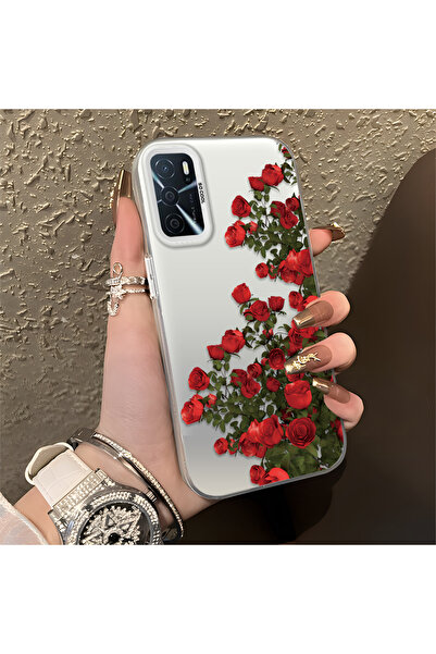 SLIMFELT Oppo A16/A16S Uyumlu Güzel Çiçek Baskılı, Sade ve Şık, Şok Emici Sil...