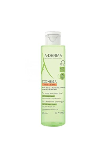 A-DERMA Exomega Gel Lavant 2 σε 1, ενυδατικό καθαριστικό τζελ 2 σε 1 για μαλλ...
