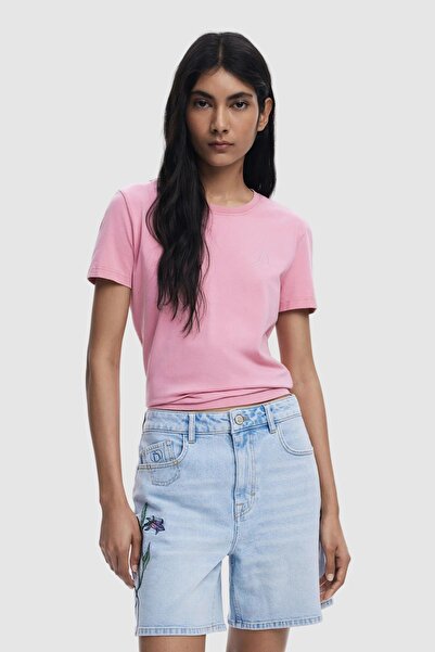 Desigual Women's regular fit t-shirt with embroidered logo Pink / M