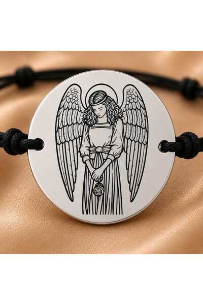 Simoshop Brățară Înger Păzitor din Argint 925 cu șnur reglabil - Talisman de ...