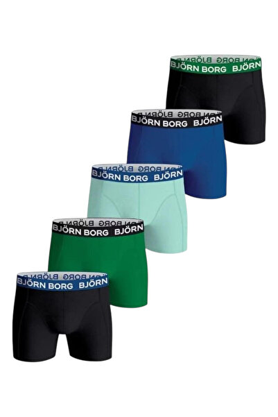 Björn Borg Set de 5 boxeri amestec bumbac/licra, cu banda logo in talie, negr...