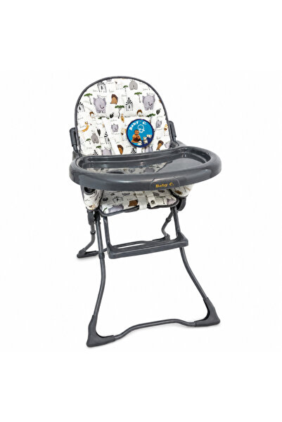 OEM Scaun înalt pentru copii Baby C CH Gri, Pliabil, Centură în 5 puncte, 6 l...